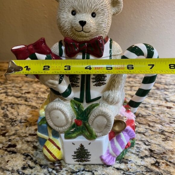 🧸 Spode Christmas Tree Teddy Bear Teapot Handpainted – Holiday Figurine – 9” - Picture 12 of 13